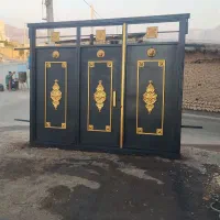 درب حیاط نو رنگ کرده ورق دومیل|مصالح و تجهیزات ساختمان|لردگان, |دیوار