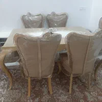 میز نهار خوری ۶نفره به همراه شیشه روی میز|میز و صندلی غذاخوری|تهران, سعیدآباد|دیوار