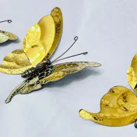 ۳ عدد پروانه برنجی تزئینی دیواری|صنایع دستی و سایر لوازم تزئینی|تبریز, |دیوار