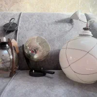 لوستر چینی، چراغ آویز چوبی شیشه ای و دیوارکوب