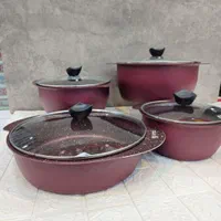 سرویس قابلمه و تابه 8 پارچه فیلون طرح چدن گرانیت|ظروف پختوپز|قم, ولیعصر|دیوار