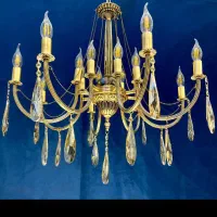 لوستر سپادانا گوی کریستال .هفت+پنج. شعله برنجی e14