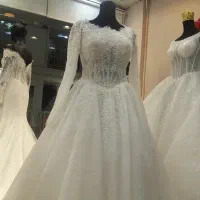 لباس با پارچه فرانسه یغه خشت با پنل برگ شاخی