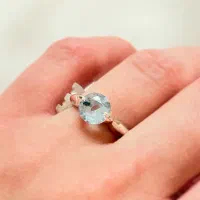 انگشتر نقره ای نگین دار مدل53 آبی روشن