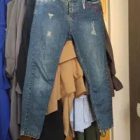 شلوار جین جذب ۹۰ و شومیز کیمینویی سبز|لباس|نجفآباد, بازار|دیوار