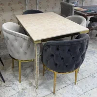 ناهارخوری چستر میز و صندلی فلزی کف گرد ابکاری ثابت