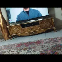 میز تلویزیون چوبی طلایی