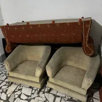 مبل کامل دوتا سه نفره چوب و آهن