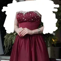 لباس مجلسی دکلته زرشکی