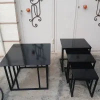جلومبلی میز عسلی ۳ تیکه جلو مبلی چوب فلزی (تولیدی)