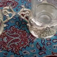 وسایل قدیمی سینی تعارفی تال، استکان و گالش ظرف|کلکسیون اشیاء عتیقه|یزد, |دیوار