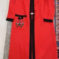 مانتو مجلسی کرپ قرمز سایز ۴۴