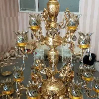 لوستر طرح دو گل طلایی شاهچراغ|لوستر و چراغ آویز|سبزوار, طبرسی (جعفرآباد)|دیوار