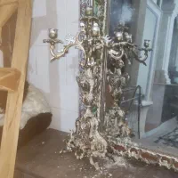 آینه شمعدان برنز روکش نقرع|صنایع دستی و سایر لوازم تزئینی|کرمانشاه, |دیوار