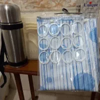 پرده حمام به همراه فلاکس و ظروف پلاستیکی پیکنیک