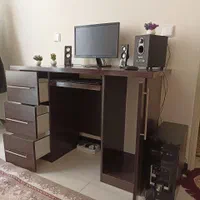 میز کامپیوتر/میز تحریر/جادار/چوبی/دارای کمد و کشو