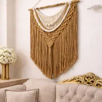 دیوارآویز مهره دار/نسکافه ای/مکرومه رنگی/مبلمان