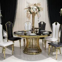 میز صندلی درخشان فلزی برای تالار