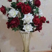 گل رز بزرگ با گلدان|گل مصنوعی|صفادشت, |دیوار