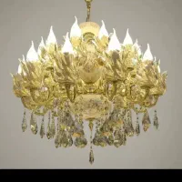 لوستر برنجی دوفرشته سرامیکی ۱۰+۱۰شعله