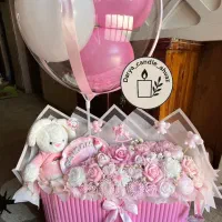 باکس گل هدیه شمعی،هدیه زایمان، نوزادی و تولد