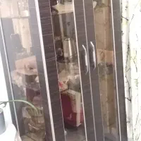 بوفه شیشه ای با چوب ام دی اف