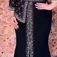 لباس مجلسی جنس داقلیچ ترک از پشت زیپ داره کار شده