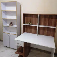 کتابخانه چوبی و میز تحریر|کتابخانه، شلف، قفسه‌های دیواری|شاهین‌شهر, عطار|دیوار