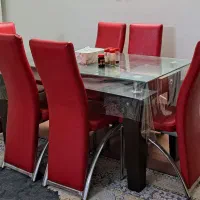 میزناهارخوری ۶نفره چرم قرمز|میز و صندلی غذاخوری|کرج, حصارک پایین|دیوار