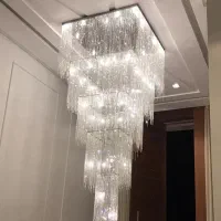 لوستر دوبلکس مدل مجلل ، لوستر بلند کریستالی