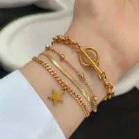 دستبند پکی ۴ لاین استیل و رنگ ثابت