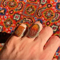 دوعدد انگشتر نقره عقیق عیاربالا