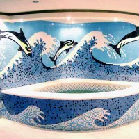 سرامیک استخر کاشی استخری طرح دلفین و توپ