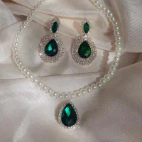 نیم ست و گوشواره کریستالی،سرویس مروارید سنگی