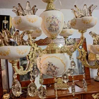 برنز و چینی با لاله و آویز 8شعله 2/950|لوستر و چراغ آویز|تبریز, |دیوار