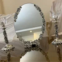 آینه شمعدان برنجی آبکاری نقره
