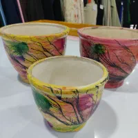 گلدان سفالی رنگی