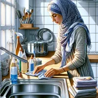 تمیزکردن راه پله پارکینگ نیروی خدماتی خانم هستم