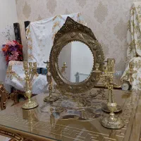 آیینه و شمعدان برنجی قدیمی|صنایع دستی و سایر لوازم تزئینی|تهران, تهرانپارس غربی|دیوار