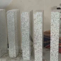 شلف پایه مخفی.سفید طرح دار.های گلاس.5عدد