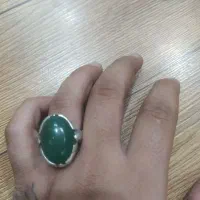 انگشتر رکاب عیار بالا قدیمی نگین یشم
