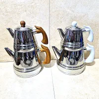 کتری قوری استیل دسته چوبی