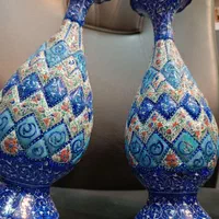 گلدون مسی مینا کاری شده جفت.