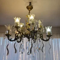 لوستر برنزی ۵ شاخه ۱۰ لامپ|لوستر و چراغ آویز|سهند, |دیوار