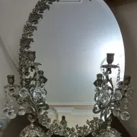 آیینه و شمعدان برنز در حد نو