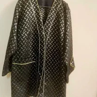 مانتو مجلسی ژاکارد مشکی طلایی
