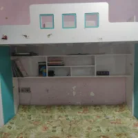 تخت خواب نوجوان دو طبقه همراه با کتابخانه|تخت و سرویس خواب|کاشمر, |دیوار