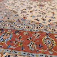 فرش دستباف جفت ۹متری کاشان کرم گل ابریشم|فرش|تهران, بازار|دیوار