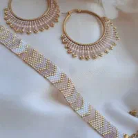 جواهردوزی روی پارچه و ساخت دستبند و گوشواره میوکی|لباس|ارومیه, |دیوار