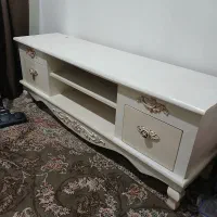 میز تی وی سفید رنک با دوتا کشاب